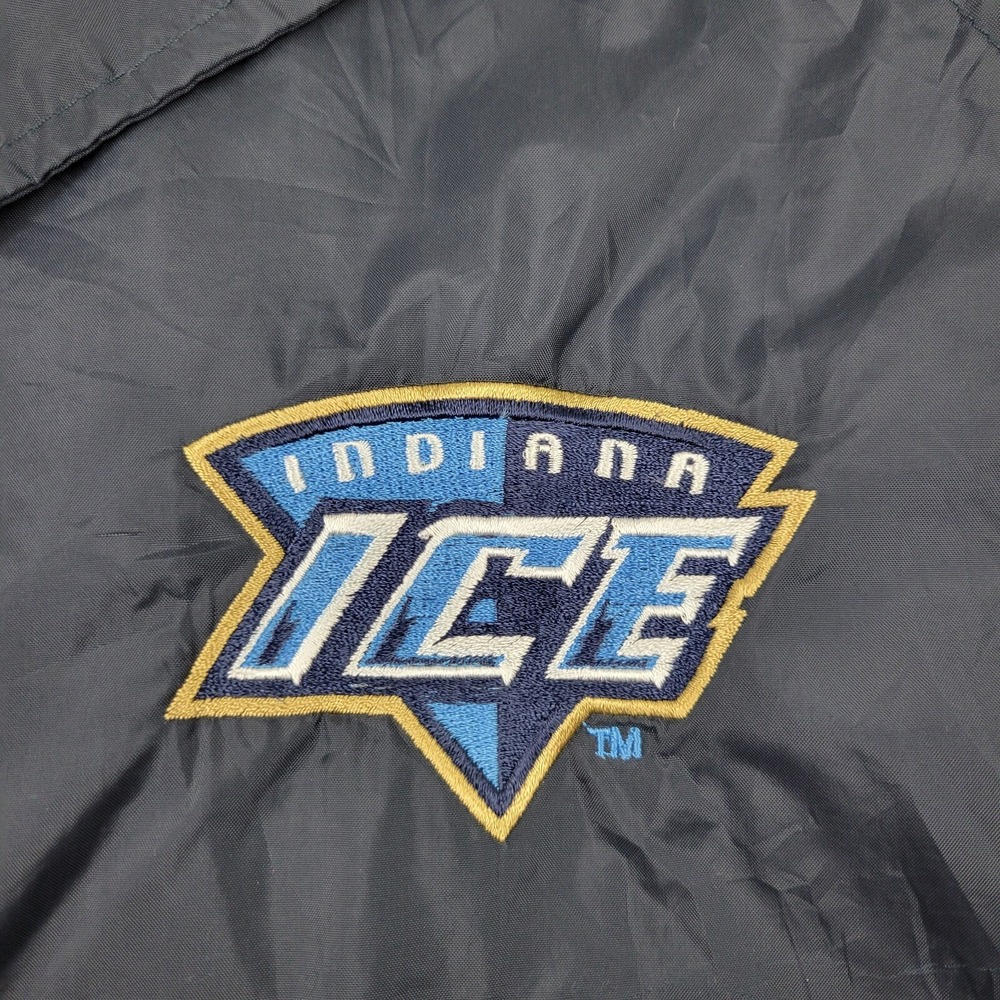 Port and Company Indiana Ice Windbreaker Jacket Mens Large Blue Nylon Snap Front